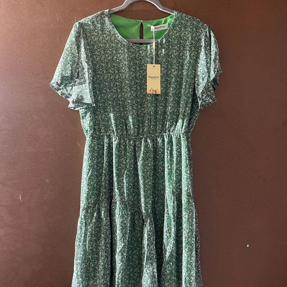 Women’s Boho Floral Chiffon Dress – Flutter Sleeve, Flowy Summer Skater Style